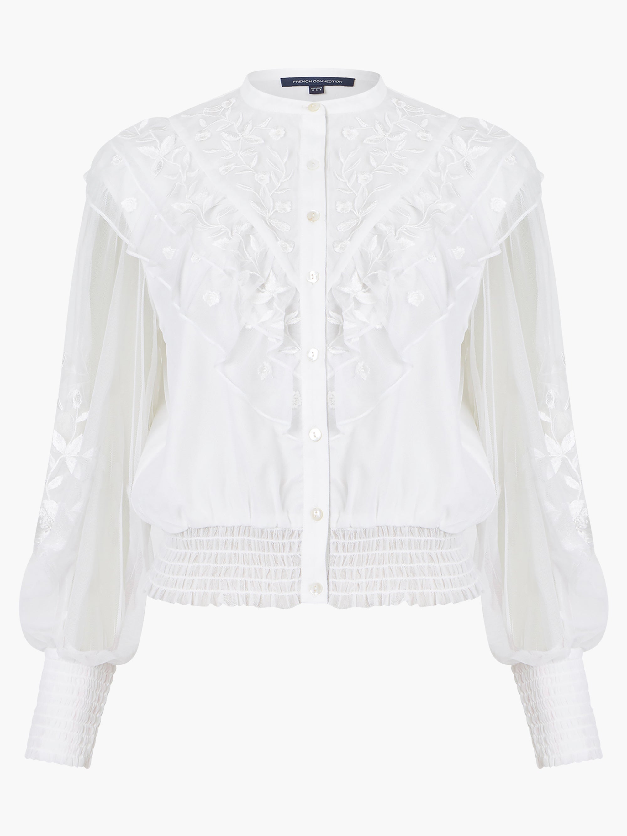 Abra Embroided Mesh Frill Top
