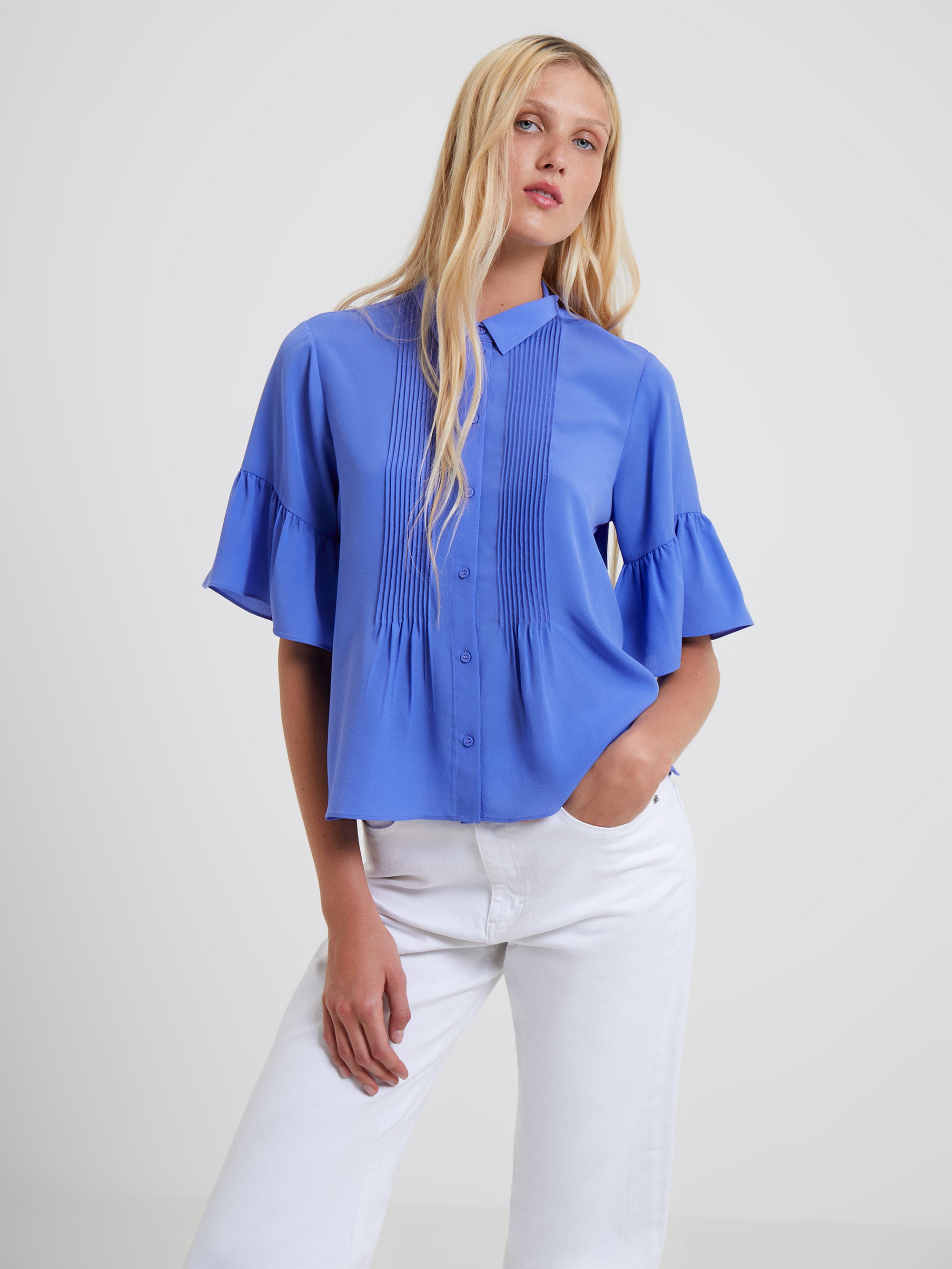 Crepe Light Pin-Tuck Shirt