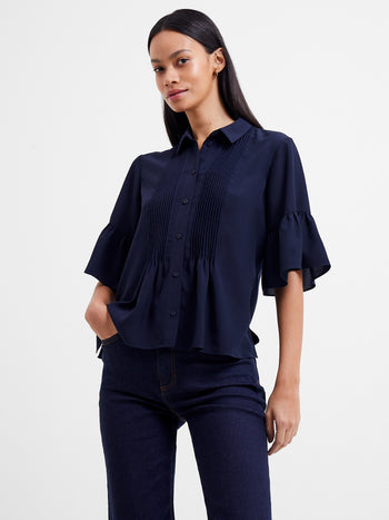 Crepe Light Pin-Tuck Shirt