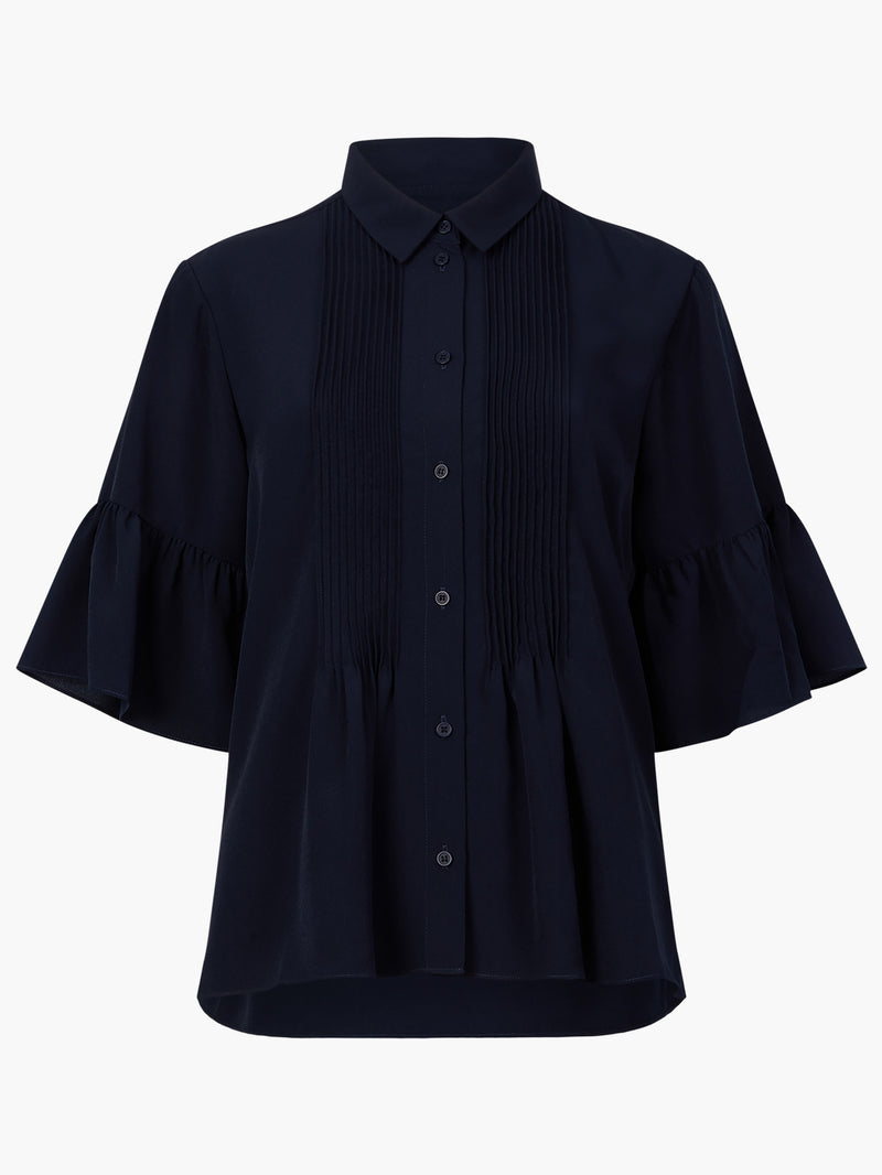 Crepe Light Pin-Tuck Shirt