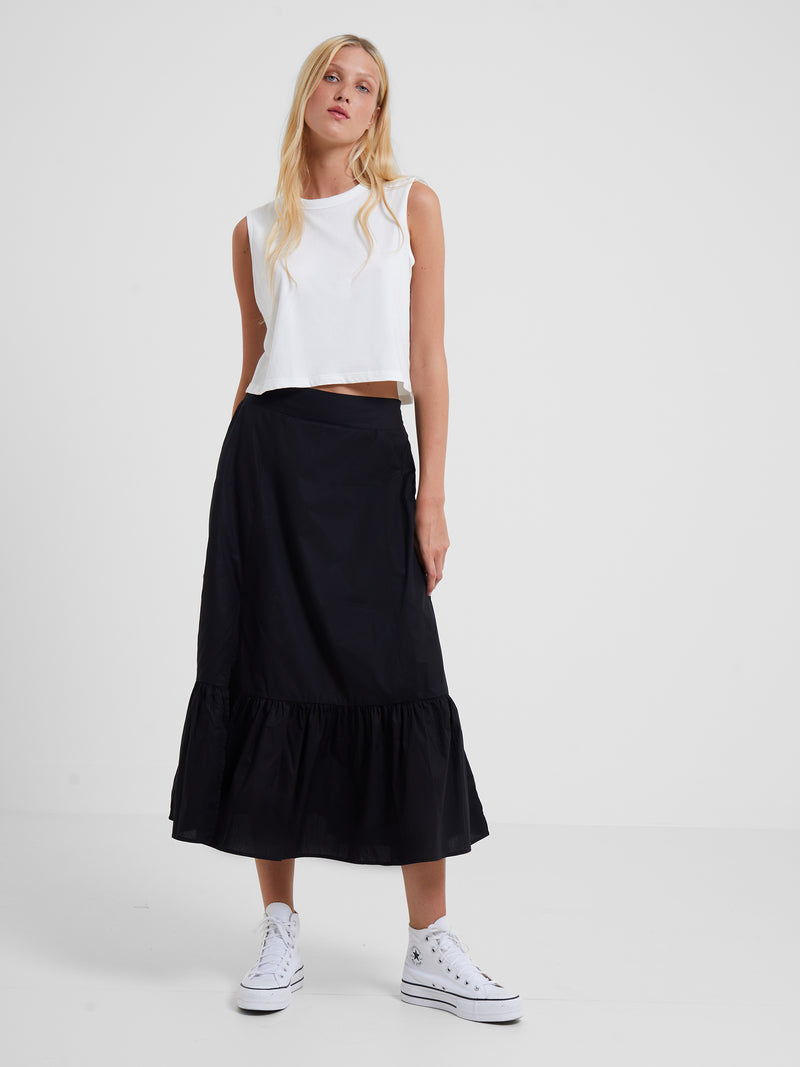 Rhodes Cotton Poplin Ruffle Maxi Skirt