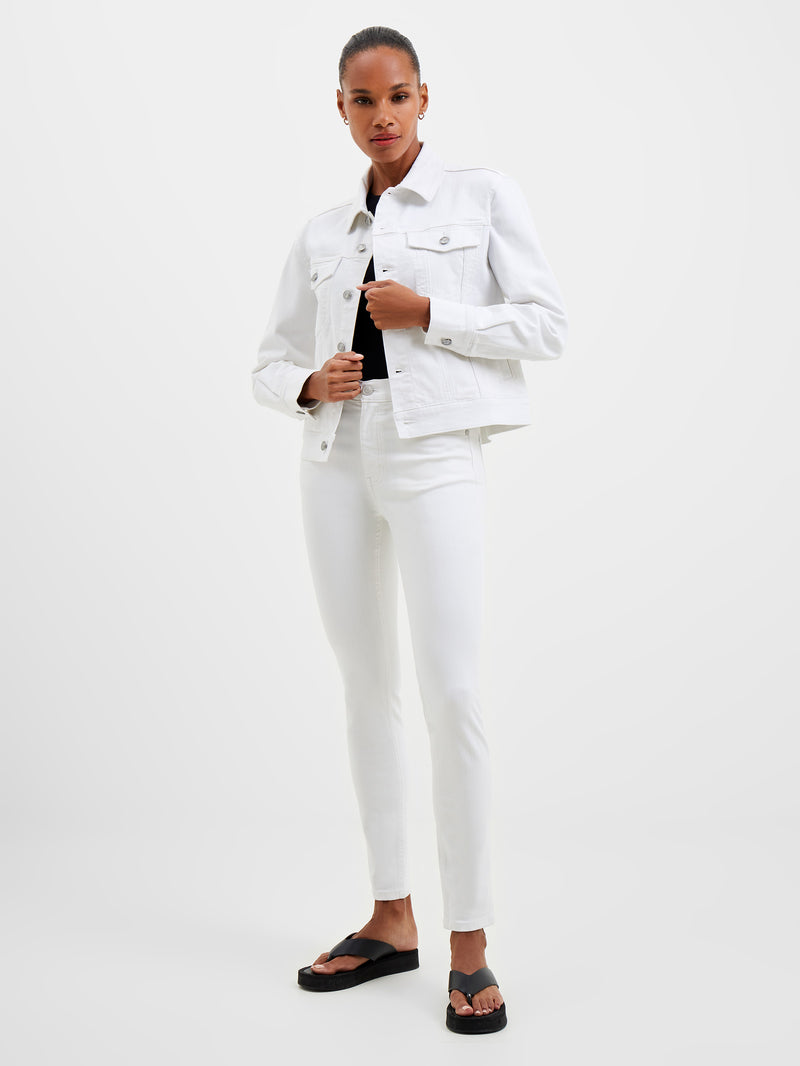 White Denim Stretch Trucker Jacket