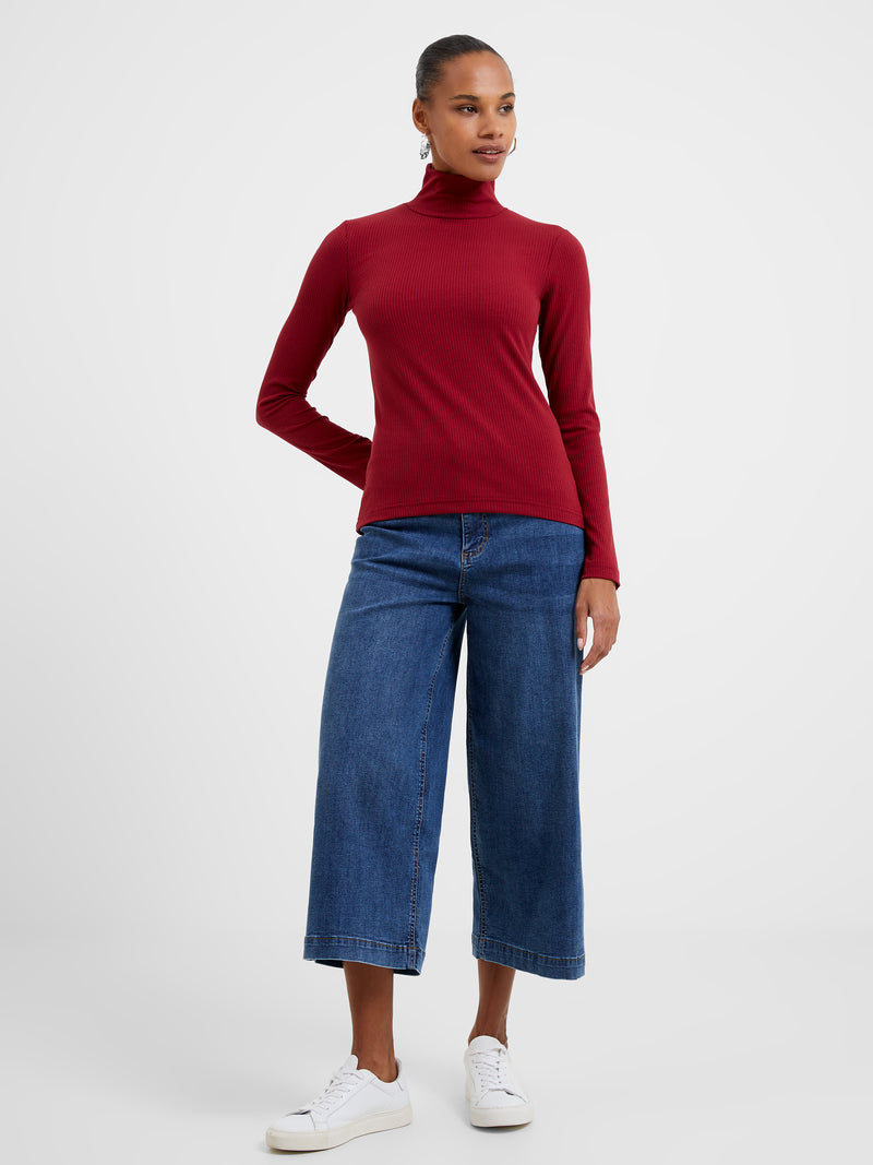 Turtleneck Ribbed Long Sleeve Top