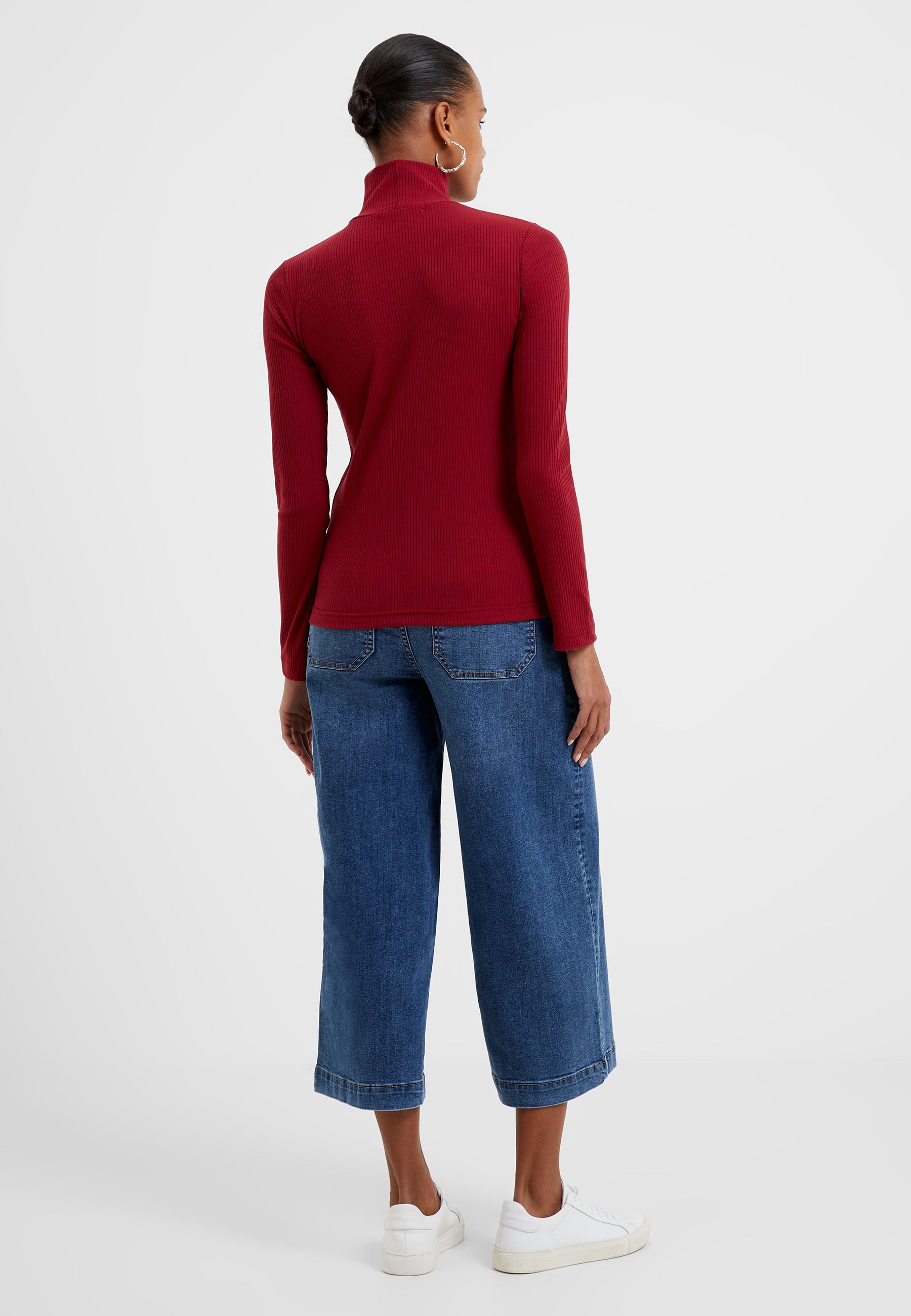 Turtleneck Ribbed Long Sleeve Top