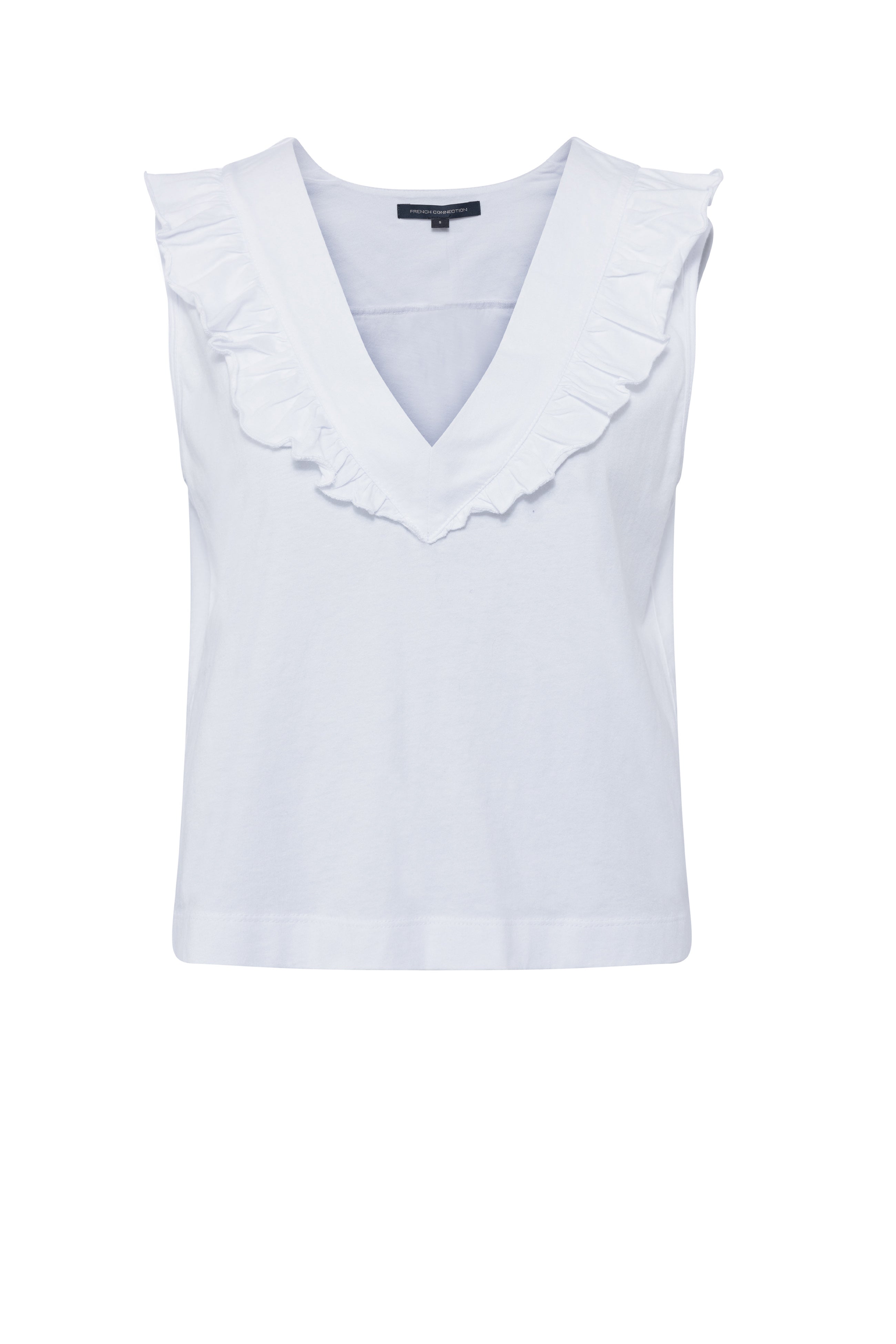 Perinne Organic V Neck Ruffle Top