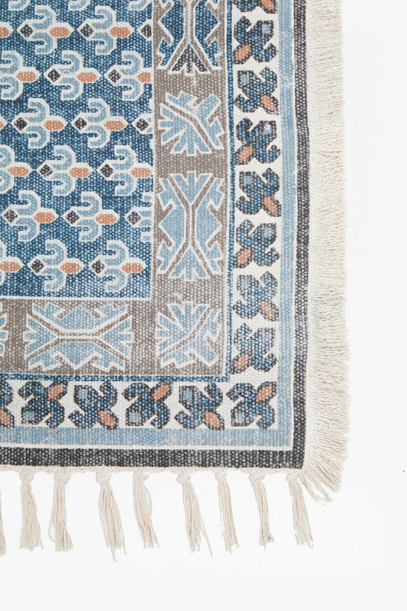 large poppy field rug navy