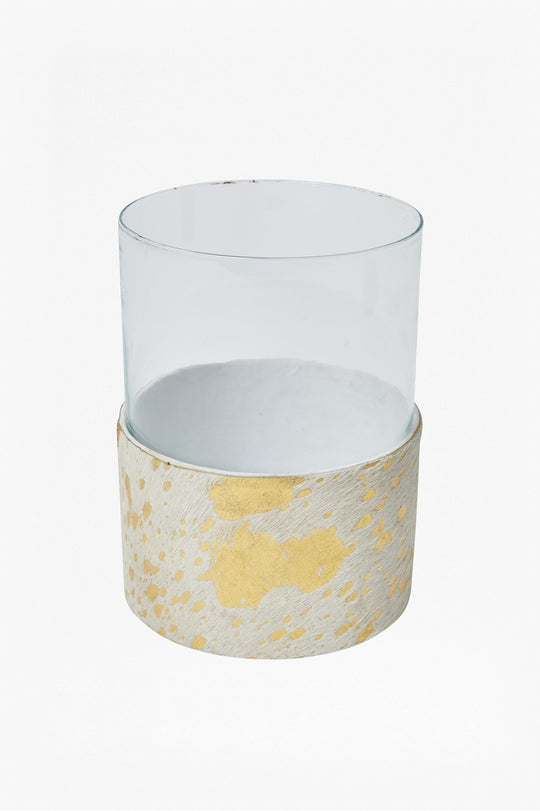 Large Cowhide Candle Holder