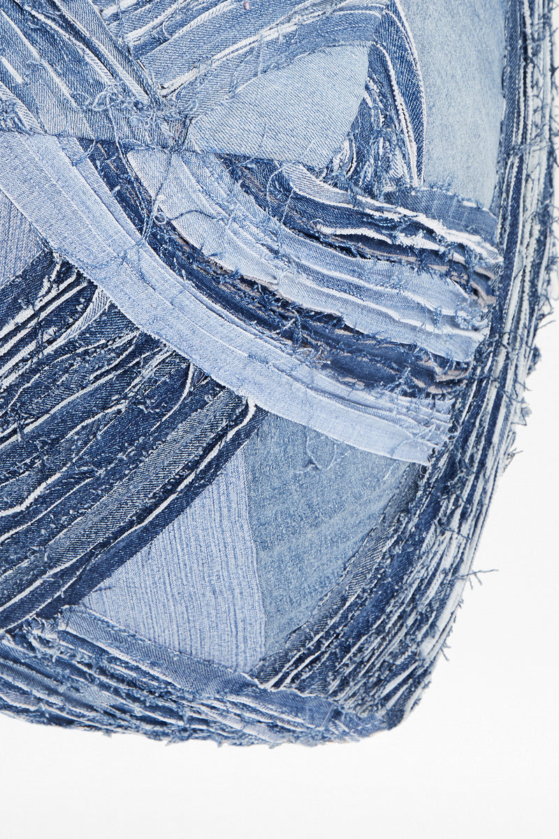 recycled denim pouffe blue denim