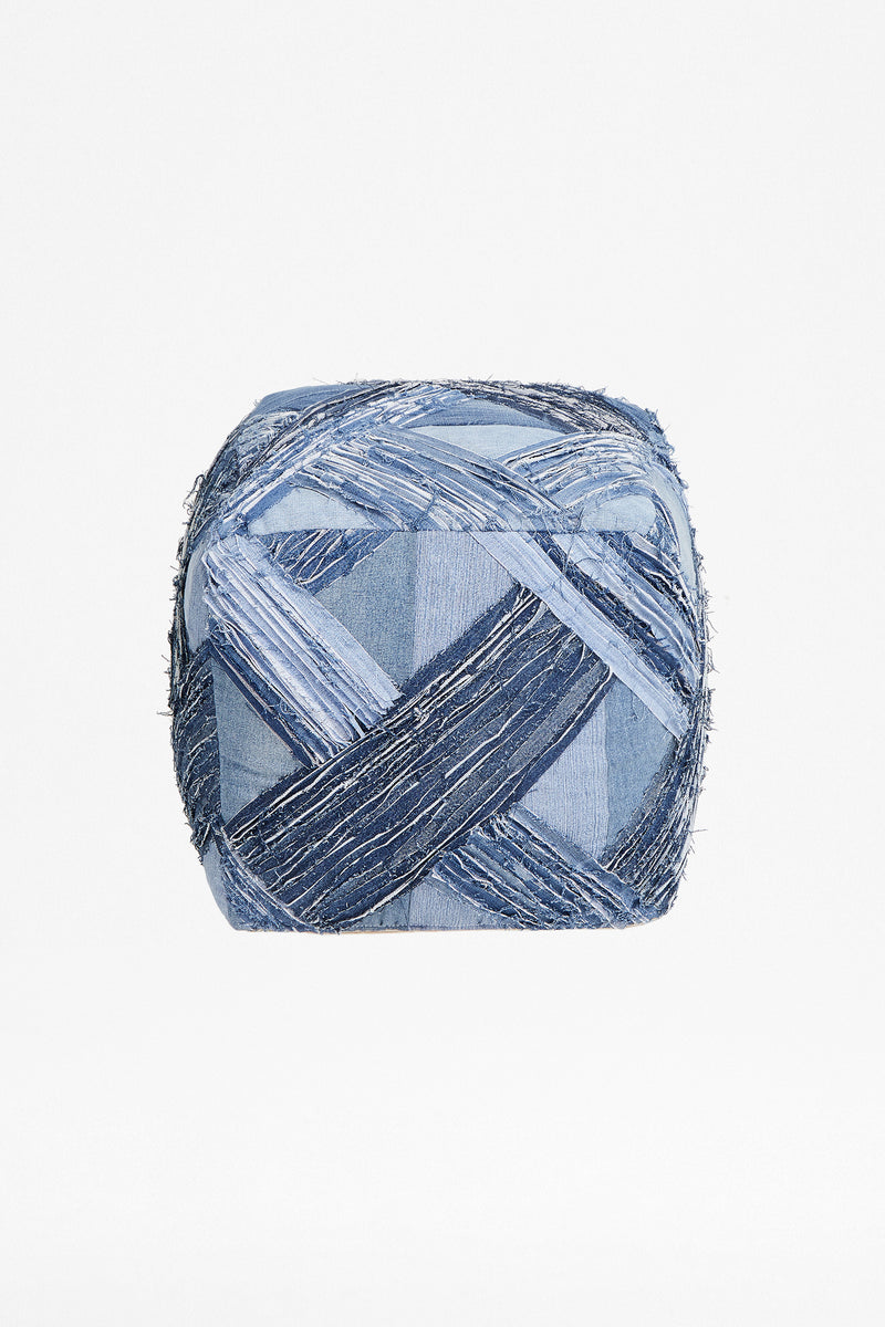 recycled denim pouffe blue denim