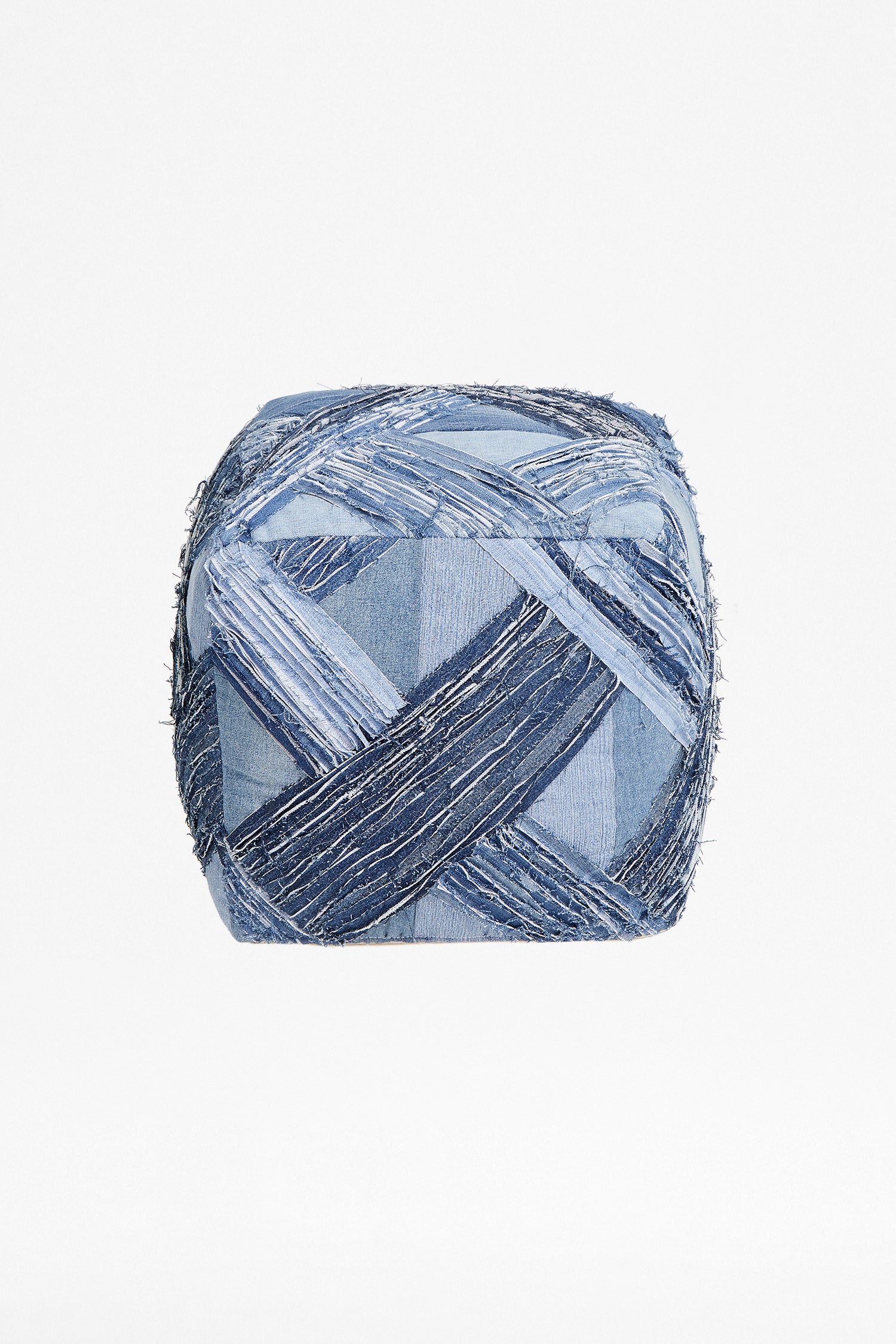 recycled denim pouffe blue denim