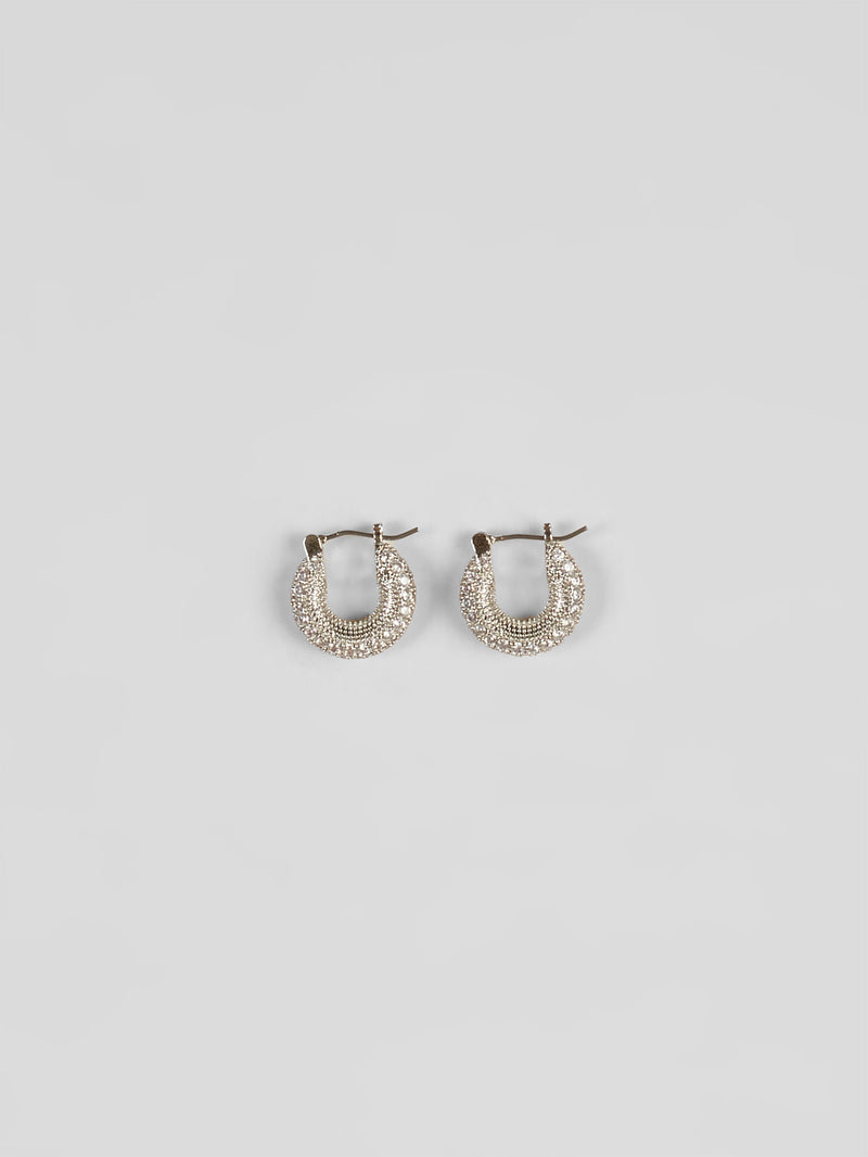 Chunky 3D Diamante Huggie Hoop Earrings