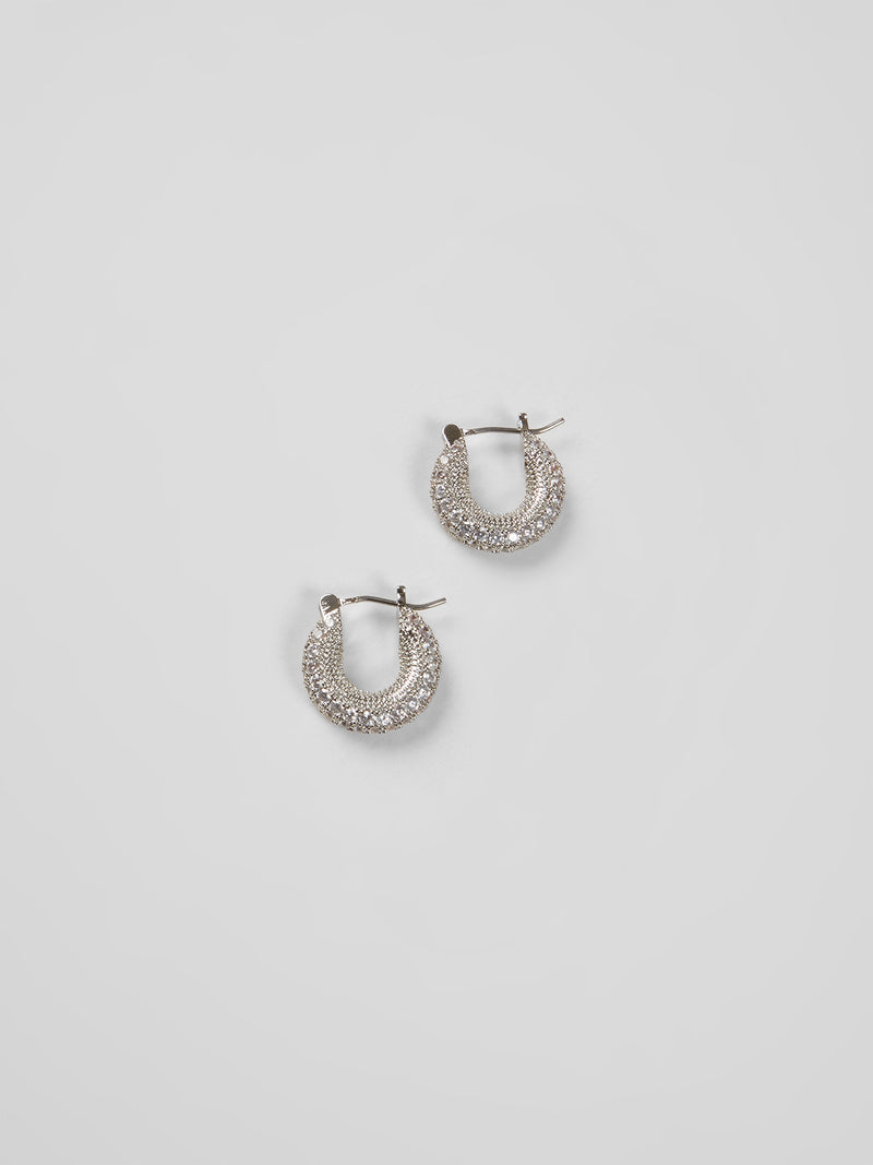 Chunky 3D Diamante Huggie Hoop Earrings